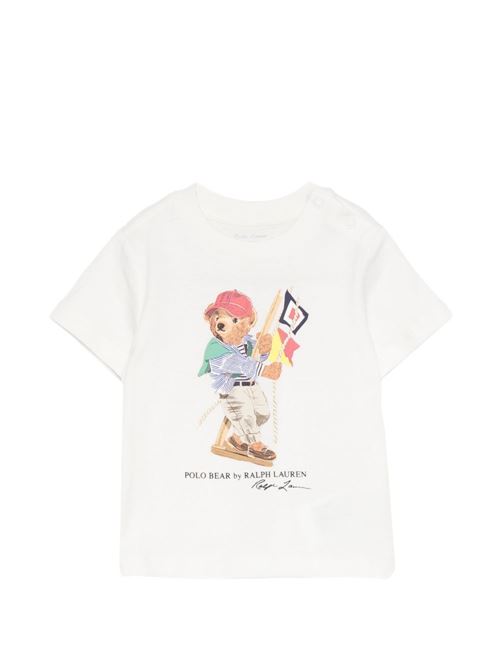 T-shirt bambino Ralph Lauren bianca con logo RALPH LAUREN KIDS | 320A12428002